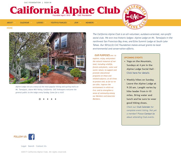 California Alpine Club, web development
