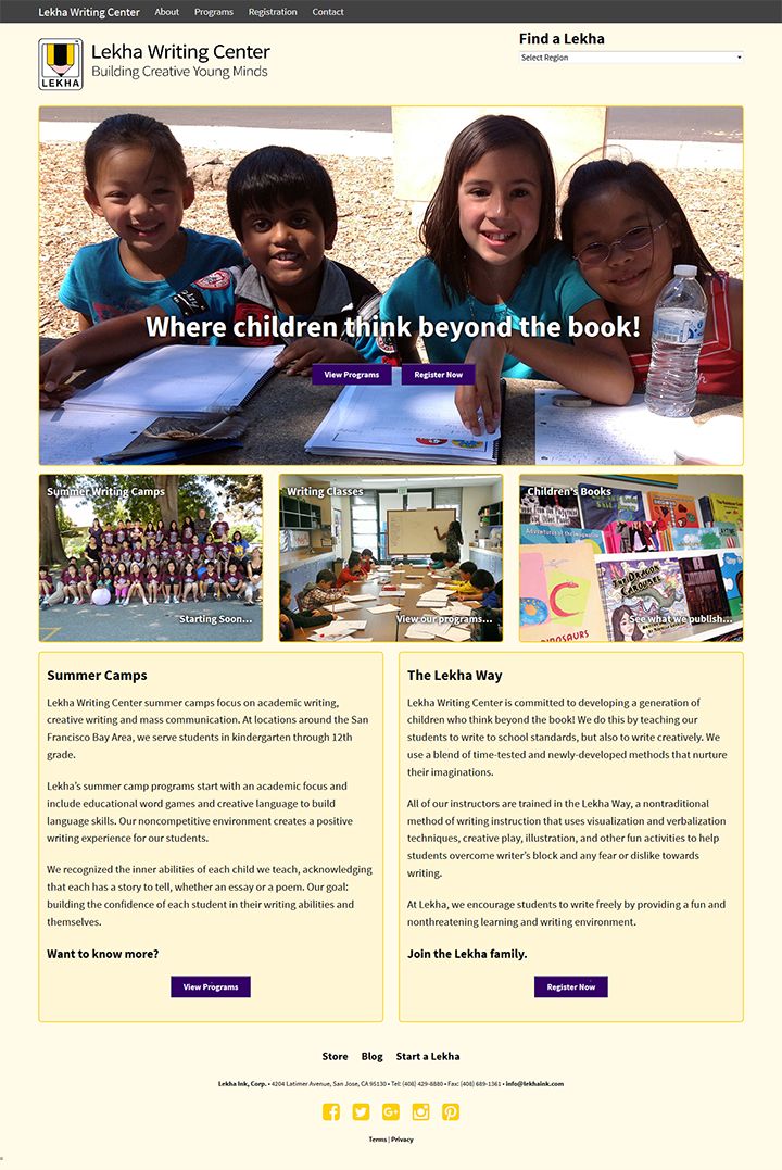 Lekha Writing Center website design