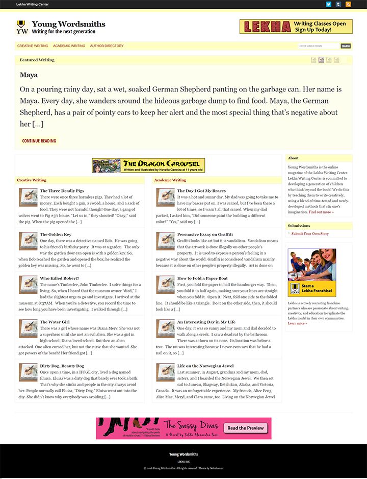 Young Wordsmiths website design