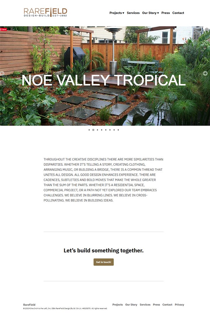 RareField website design